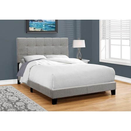Gfancy Fixtures 45.75 in. Solid Wood MDF Foam & Linen Full Size Bed GF3652780